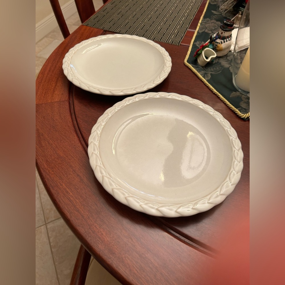 Christian Dior French Country Rose Oyster White Vintage Set of Two